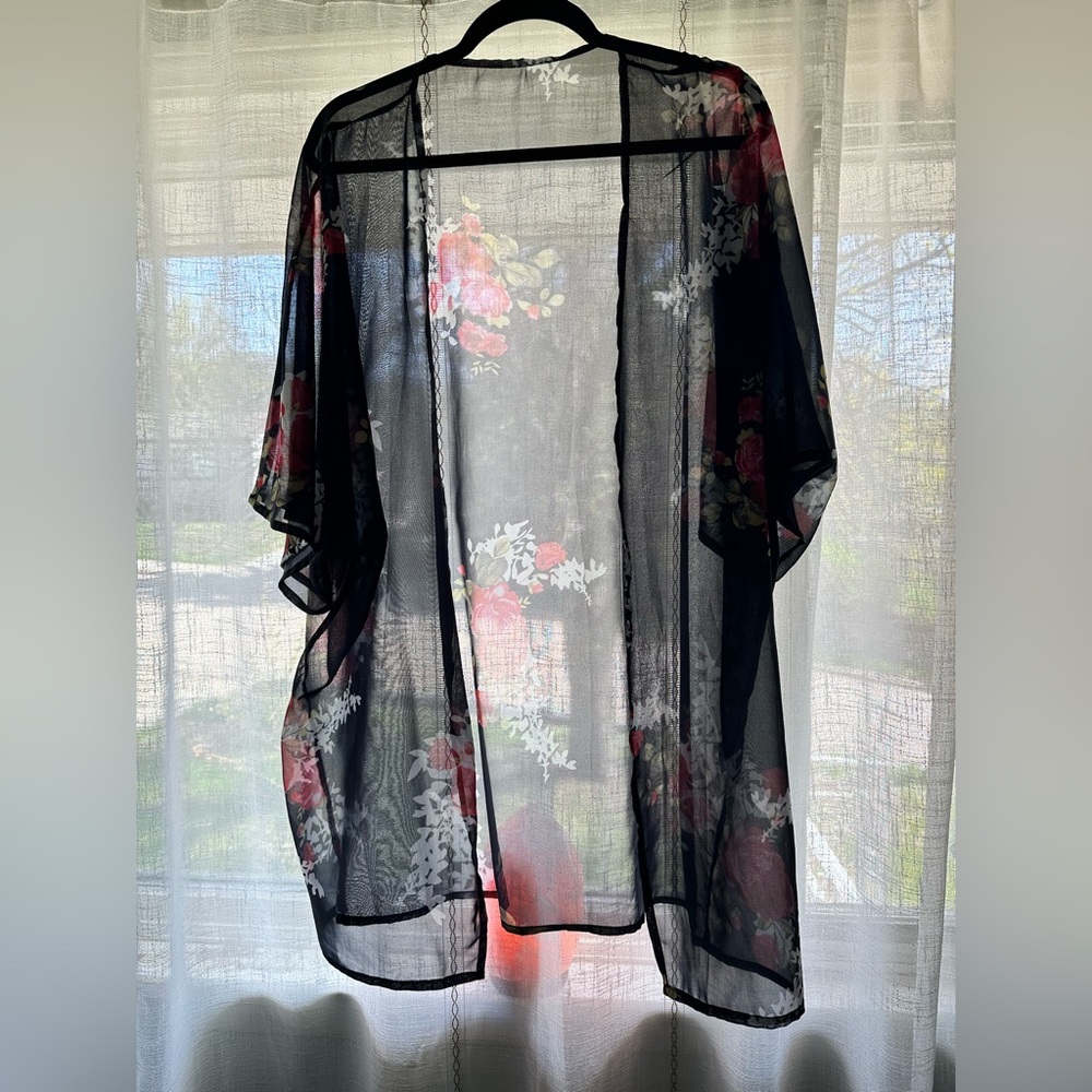Sheer floral cardigan.  Large